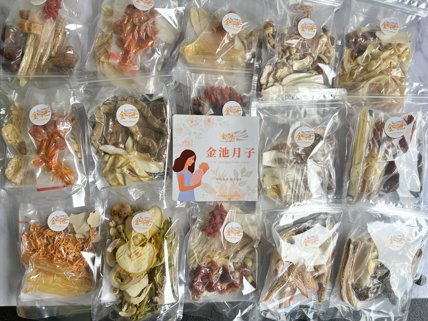 【金池王牌】金池月子湯包(含花膠、燕窩、浦翅等)& 有機四色炒米茶套裝